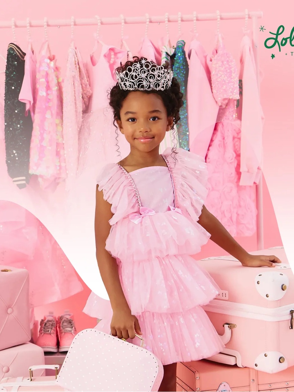 Lola + The Boys Wicked Glinda Pink Ruffle Tiered Party Dress